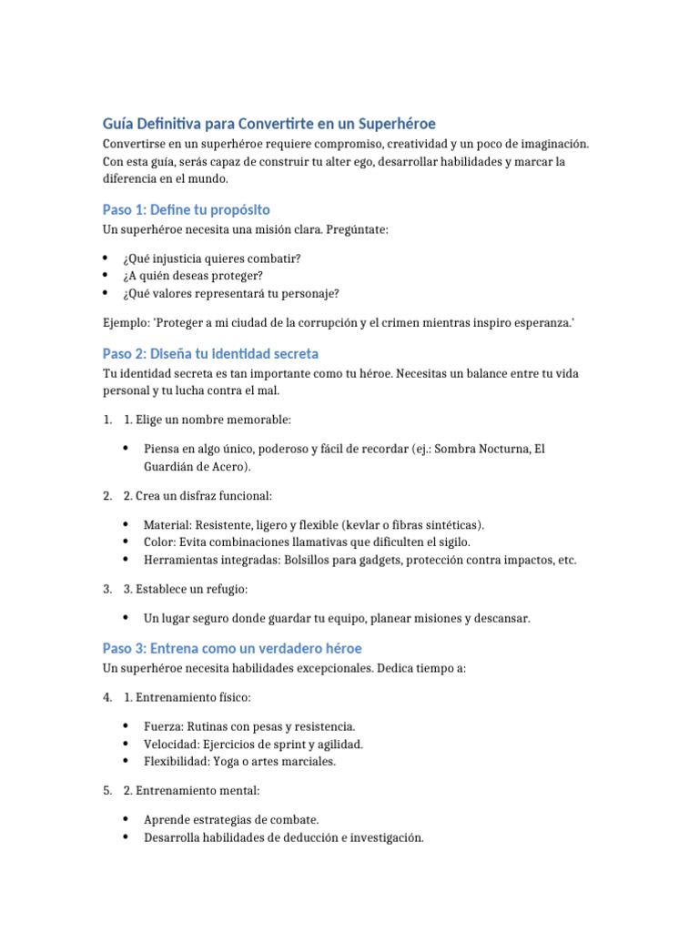 Guia para Convertirse en Superheroe | PDF | Superhéroes