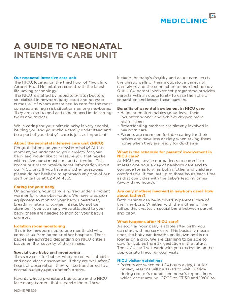 NICU Guide for New Parents | PDF | Neonatal Intensive Care Unit | Infants