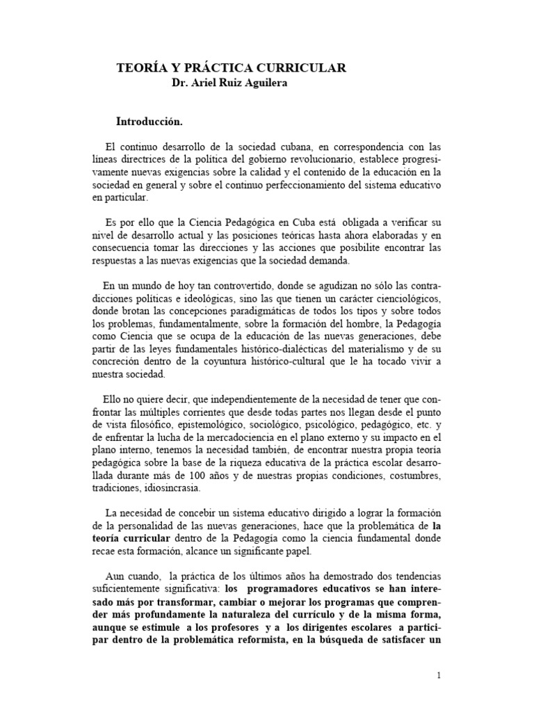 Teoría y Práctica Curricular | PDF | Plan de estudios | Pedagogía