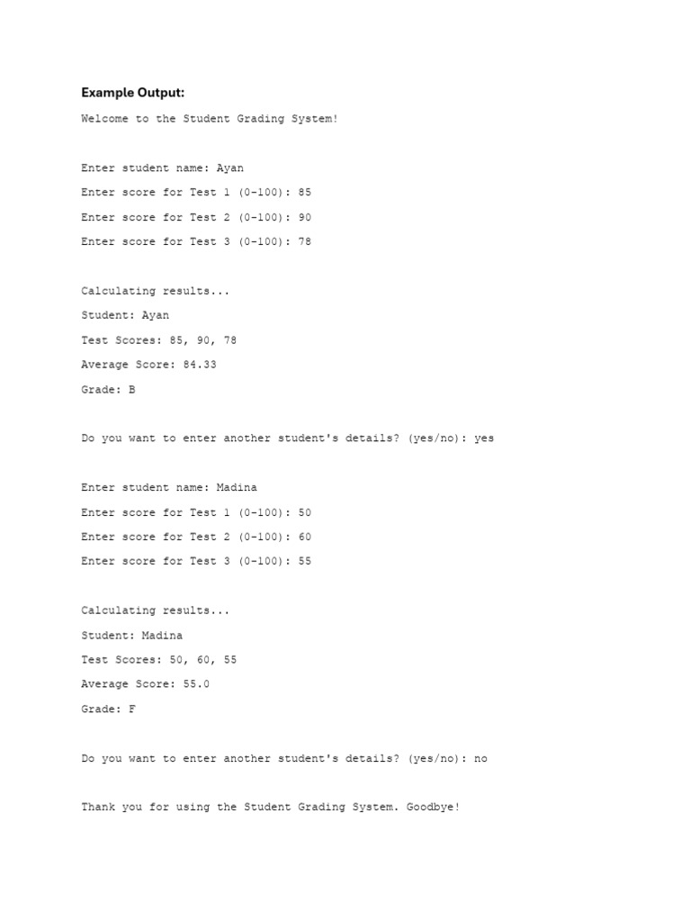 Assignment 1 - Example Output | PDF