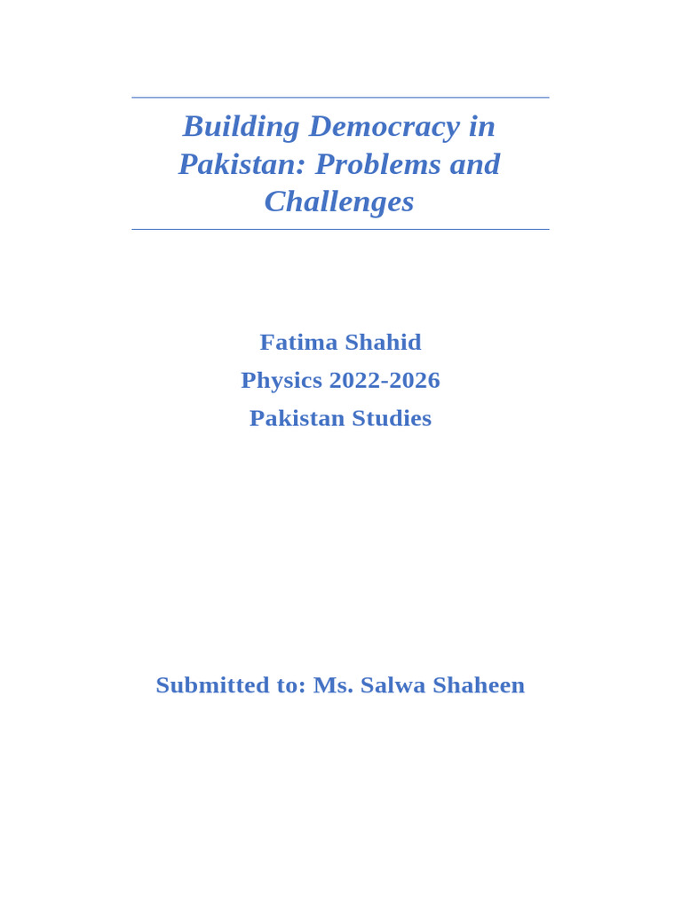 Challenges to Democracy in Pakistan | PDF | Democracy | Political ...