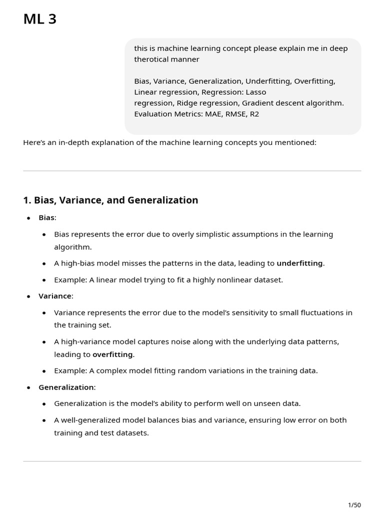 ML 3 (1) | PDF | Regression Analysis | Machine Learning