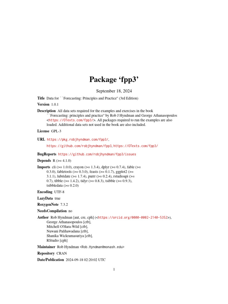 Is This A Complete Set Of Data For Forecasting Reference: Fpp3 Data Sets For Forecasting Practice Pdf Time Series
