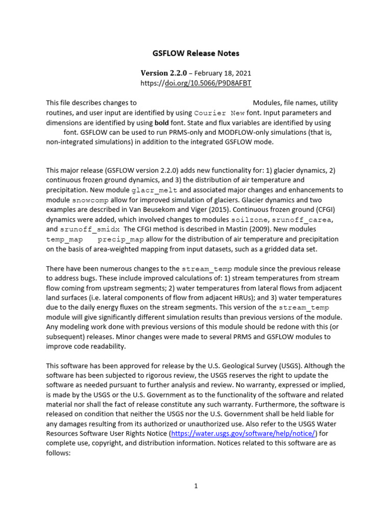 GSFLOW Release Notes 2.2.0 | PDF | Parameter (Computer Programming ...