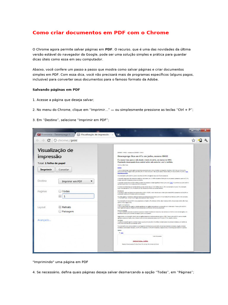 Criando PDFs com o Chrome e Google Docs | PDF