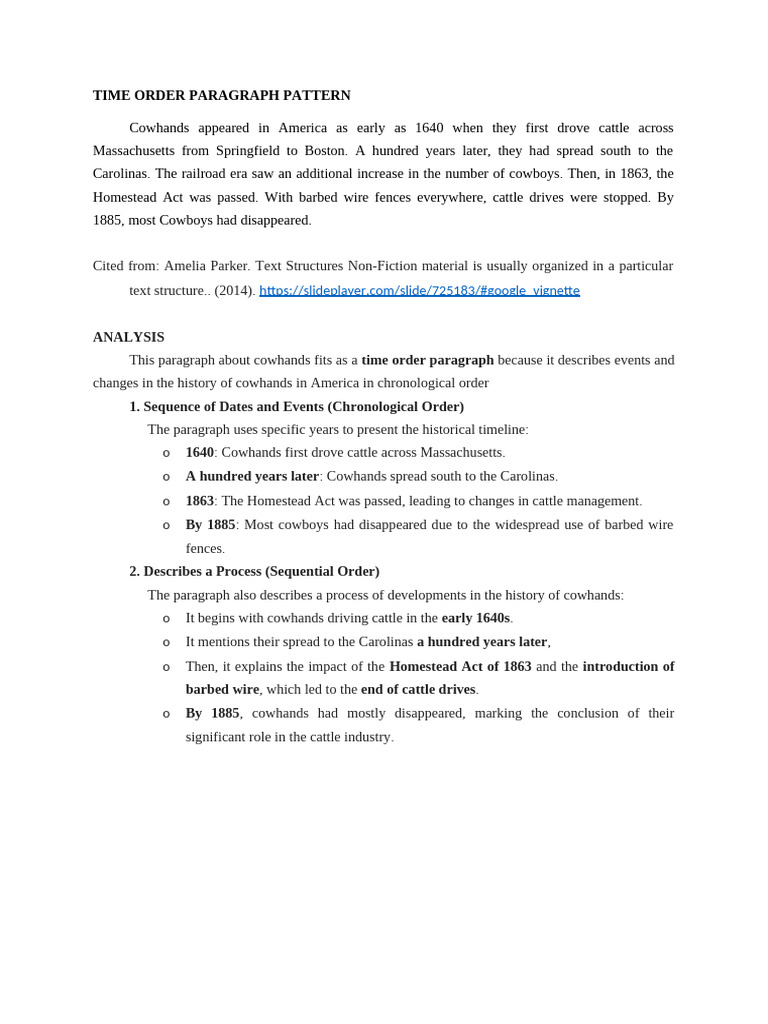 Time Order Paragraph Pattern | PDF
