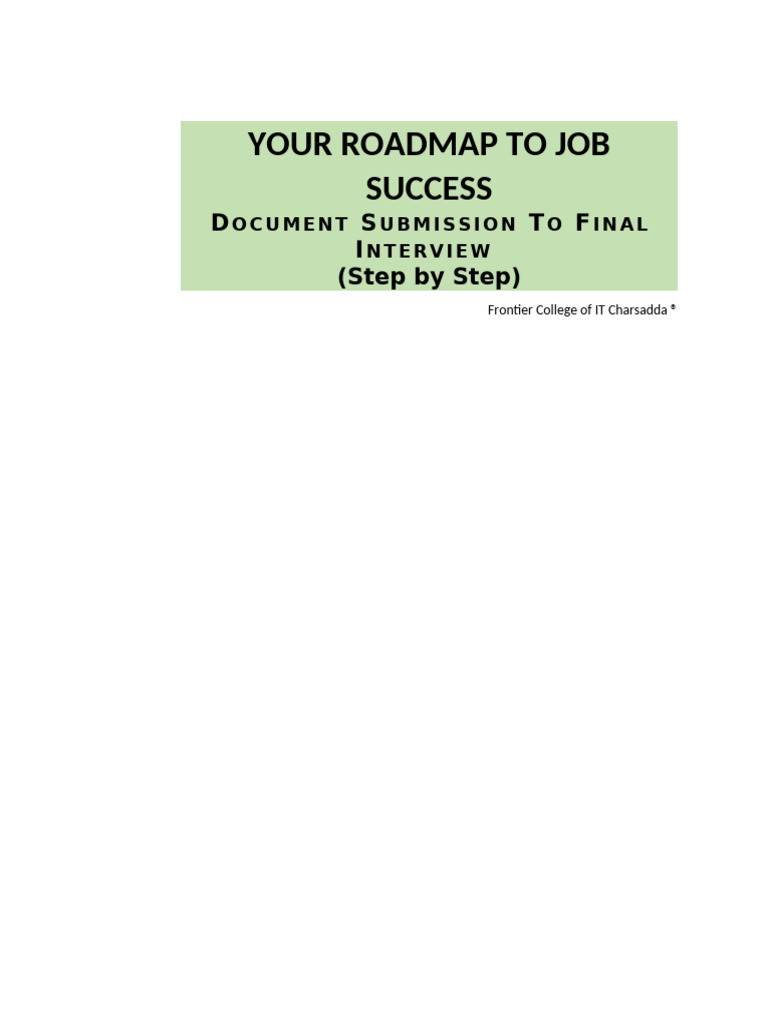 Roadmap to Job Success Guide | PDF