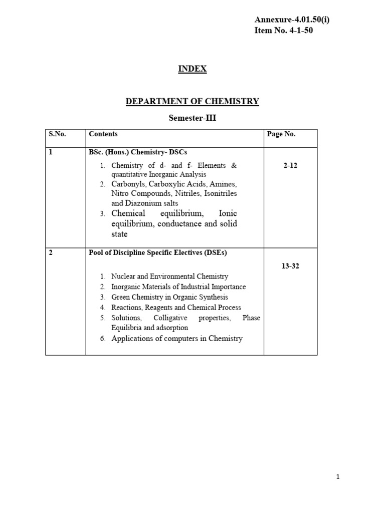 Syllabus BSC (Hons) Chemistry Semester III | PDF | Amine | Chemical ...