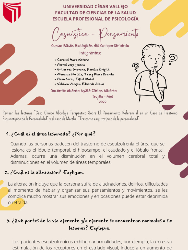 Casuística - Pensamiento S 12 | PDF | Esquizofrenia | Trastorno mental