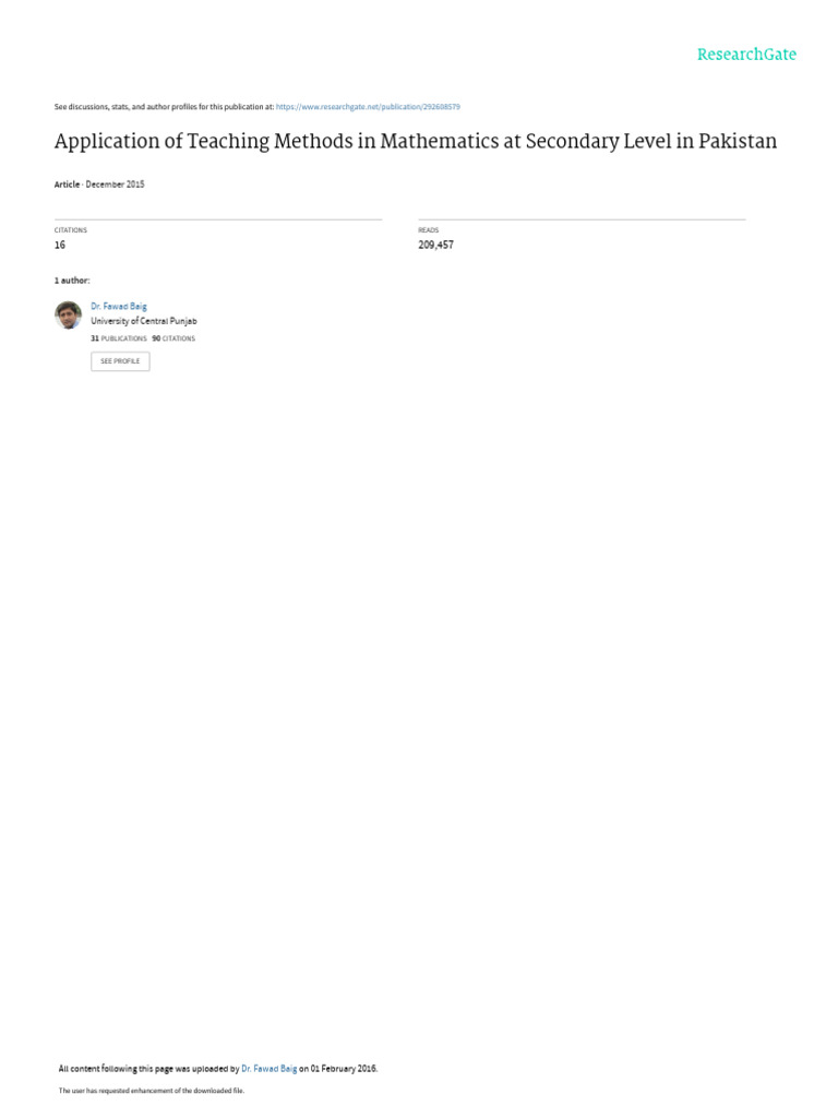 Application_of_Teaching_Methods_in_Mathematics | PDF | Mathematics ...