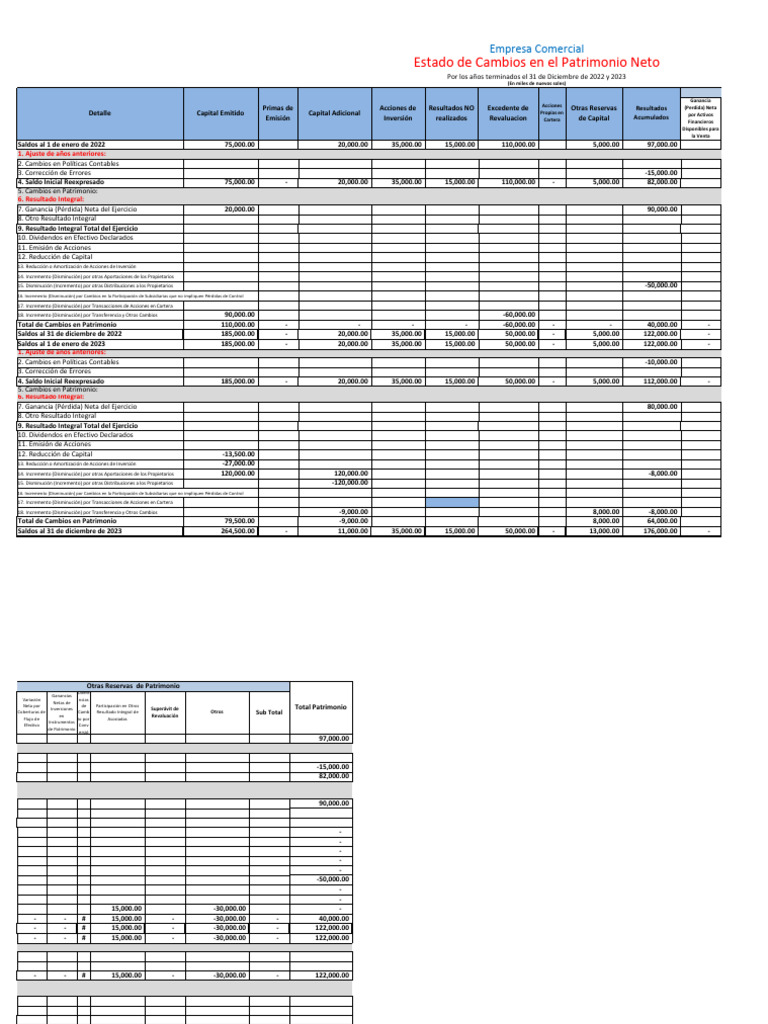 Estado de Cambios en Patrimonio 2022-2023 | PDF | Compartir (Finanzas ...