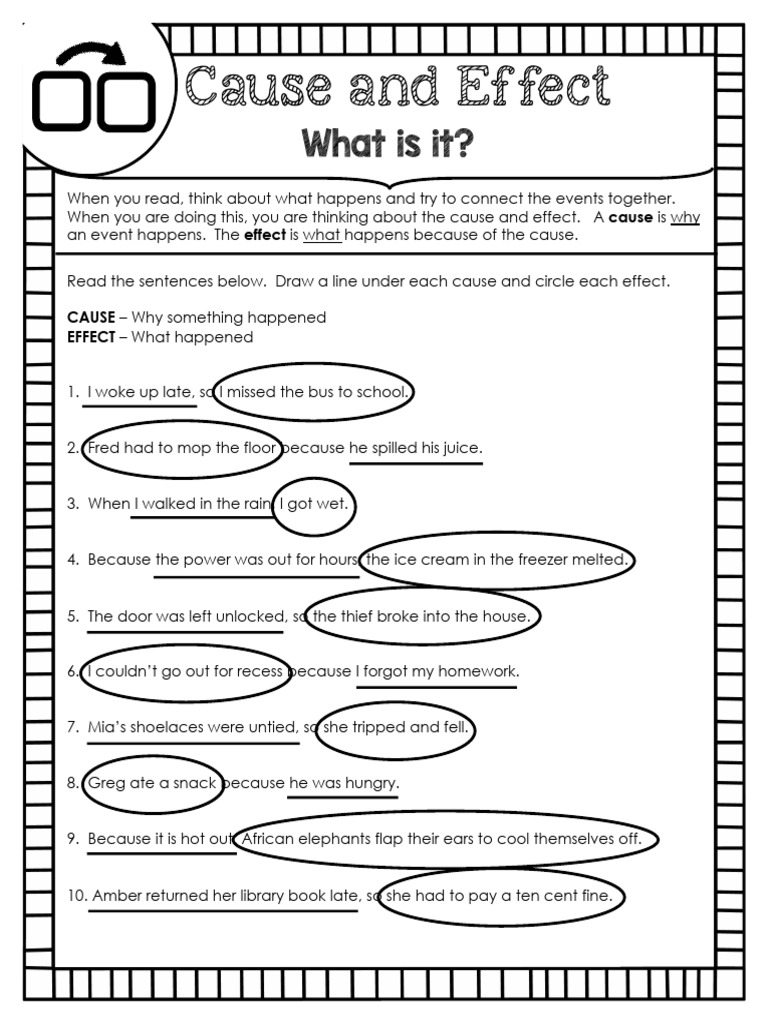 Cause and Effect Exercises with Answers | PDF