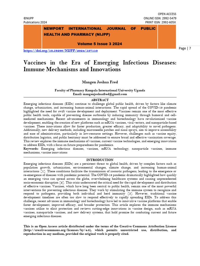 Innovations in Vaccines for Emerging Diseases | PDF | Vaccines | Immune ...