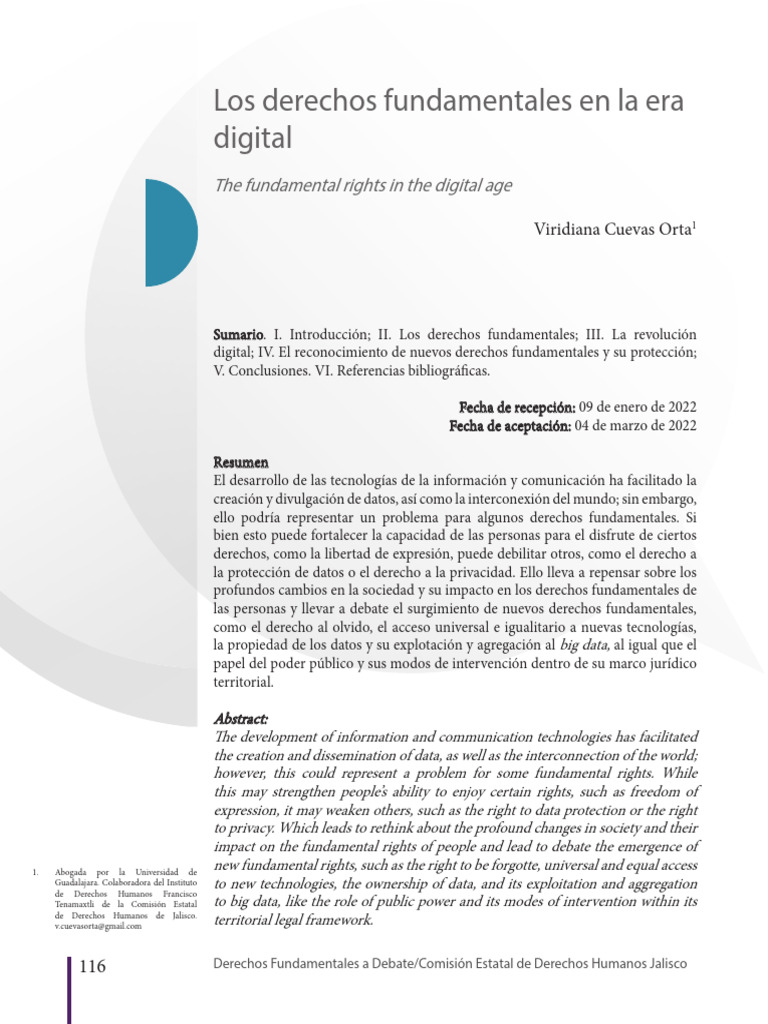 Derechos Fundamentales en la Era Digital | PDF | Inteligencia ...