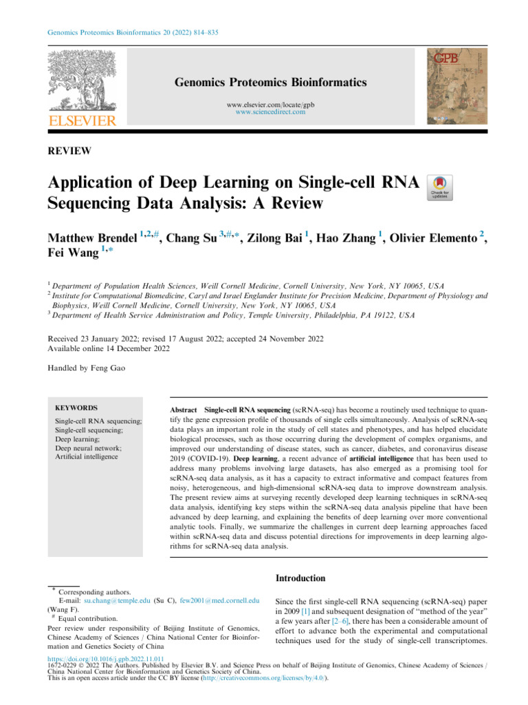 Deep Learning in Single-Cell RNA Analysis | PDF | Deep Learning ...
