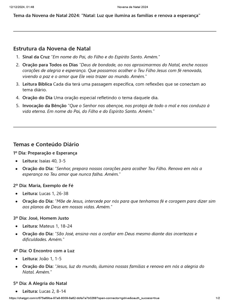 Novena de Natal 2024 PDF Oração Maria, mãe de Jesus