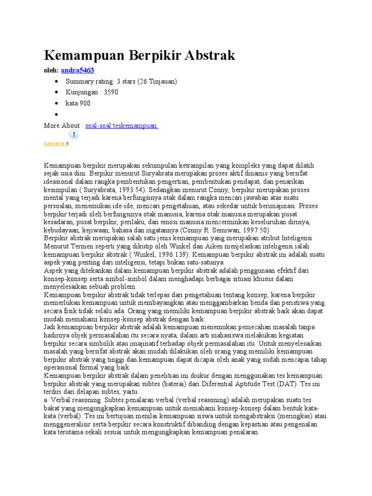 Contoh Soal Psikotes Abstraksi Non Verbal Pengalaman