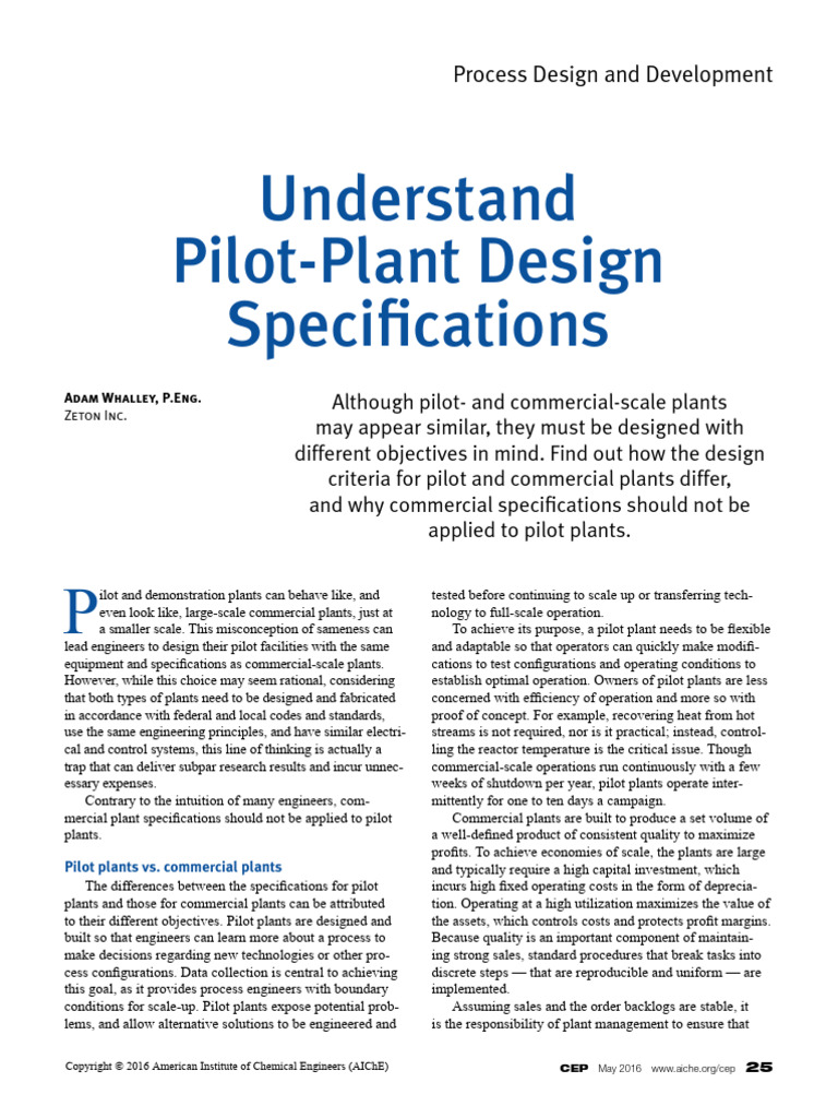 Pilot Plant - AICHE-AW-Understand-Pilot-Plant-Design-Specifications-May ...