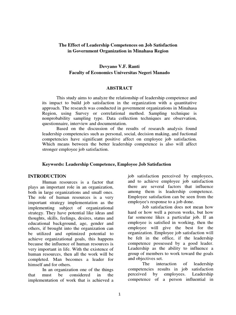 The Effect of Leadership Competences On F509eab5 | PDF | Job ...
