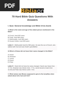 70 Hard Bible Quiz Questions With Answers