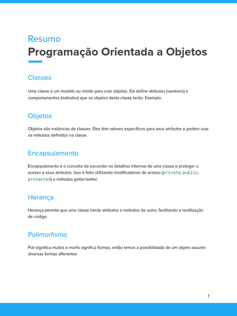Fundamentos de Programação Orientada a Objetos | PDF | Classe ...