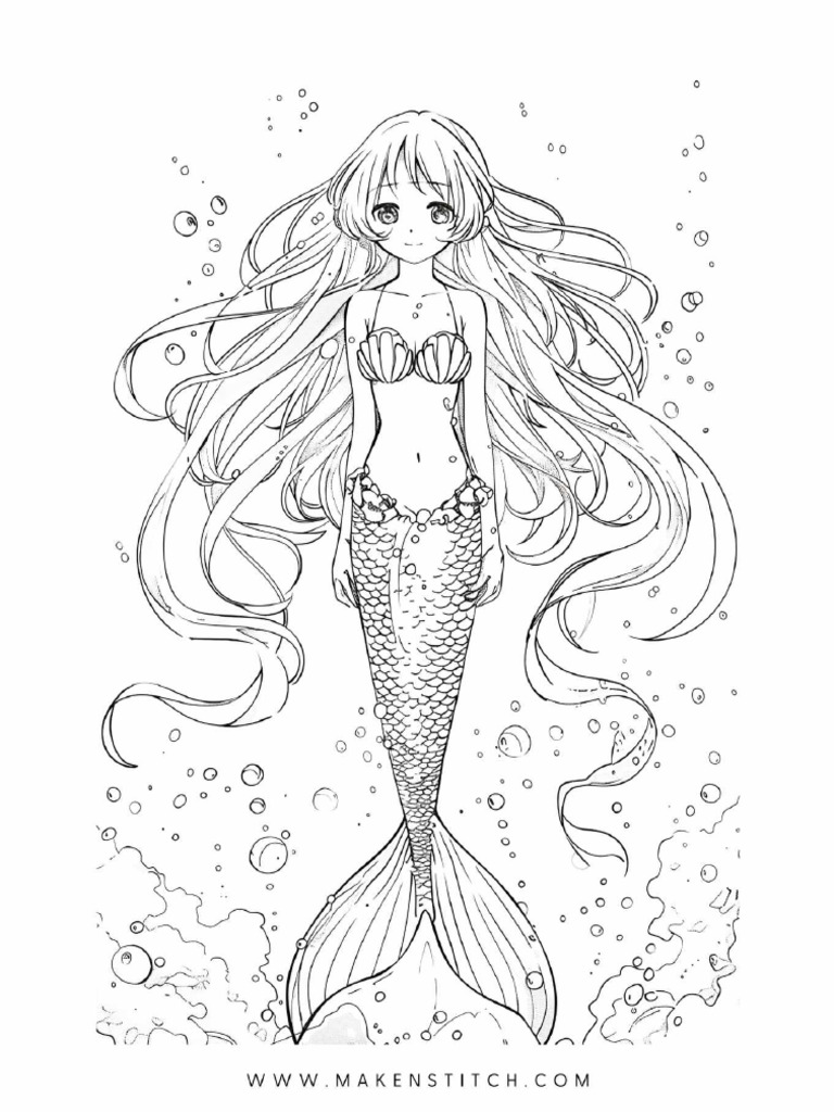 41 Anime Mermaid Coloring Sheet | PDF