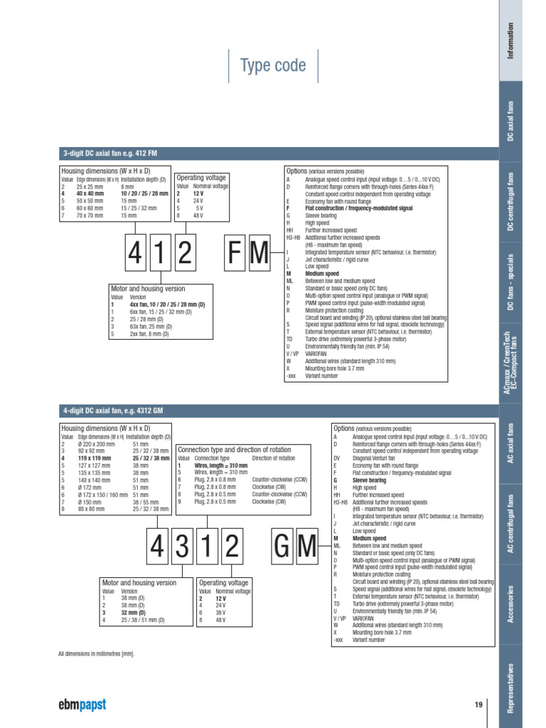 EBM-Papst DC Fan Specifications Guide | PDF | Alternating Current ...