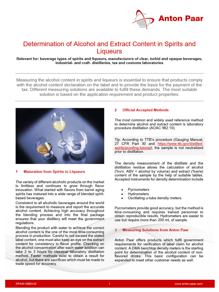 XPAIA109EN D ApplReport Determination of Alcohol and Extract Content in ...