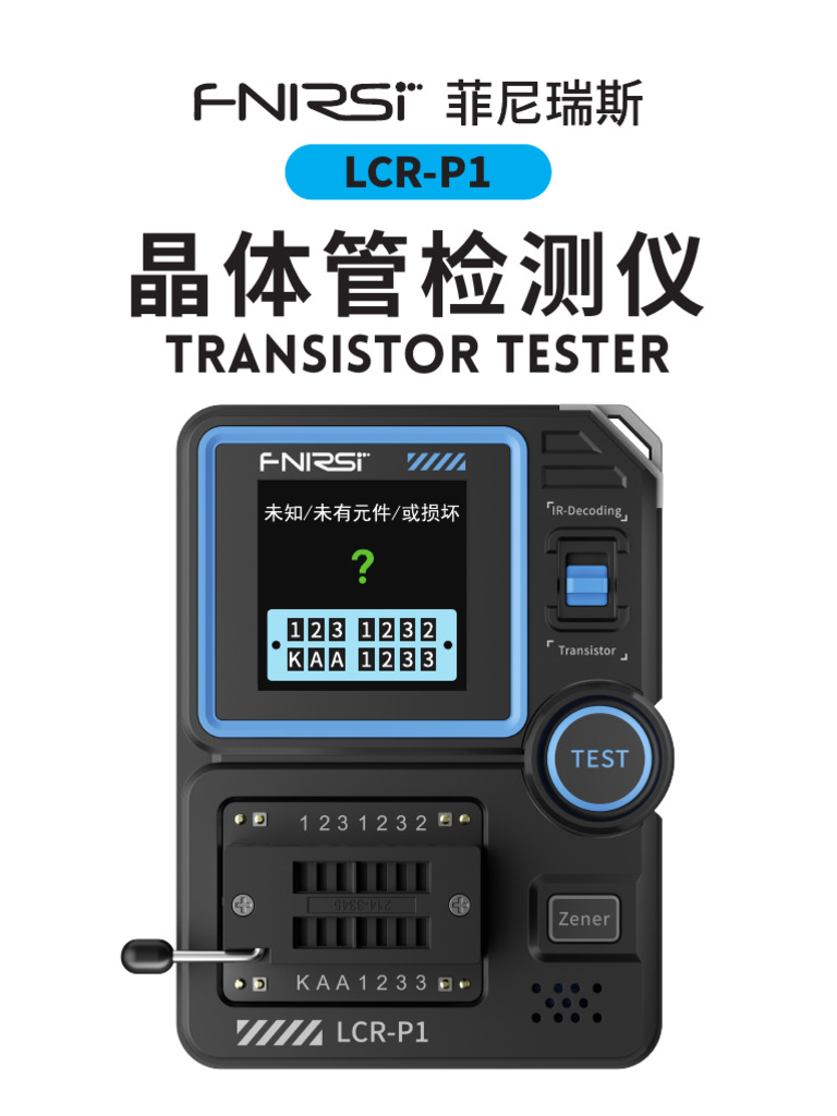 Gdfnmogo LCR-P1 Transistor-Tester – Farbdisplay, ESR-Messung, Zener-Diode Bis 32V, Anti-Verbrühung