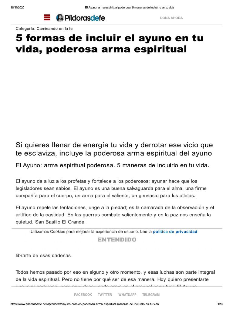 El Ayuno - Arma Espiritual Poderosa. 5 Maneras de Incluirlo en Tu Vida ...