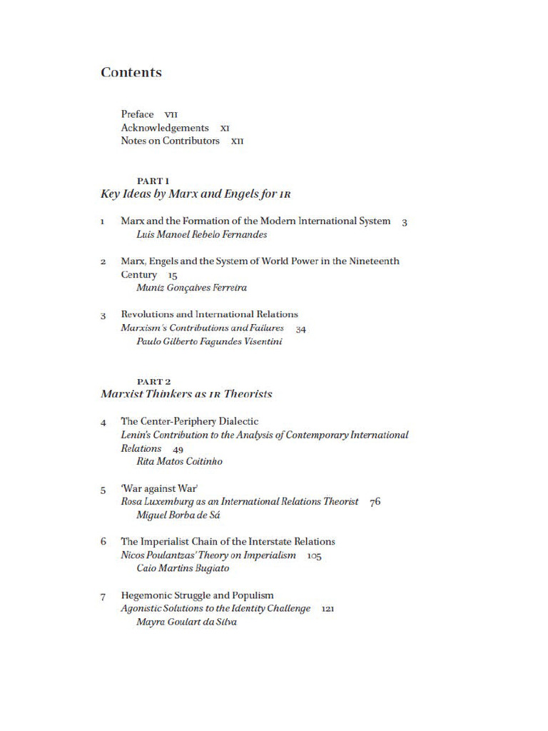 Contents - Livro Marxism and International Relations | PDF