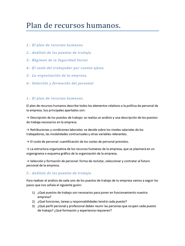 Plan de Recursos Humanos Esencial | PDF | Gestión de recursos humanos ...
