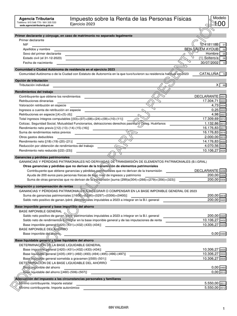 Declaración IRPF 2023: Modelo 100 | PDF | Impuestos | Finanzas del gobierno