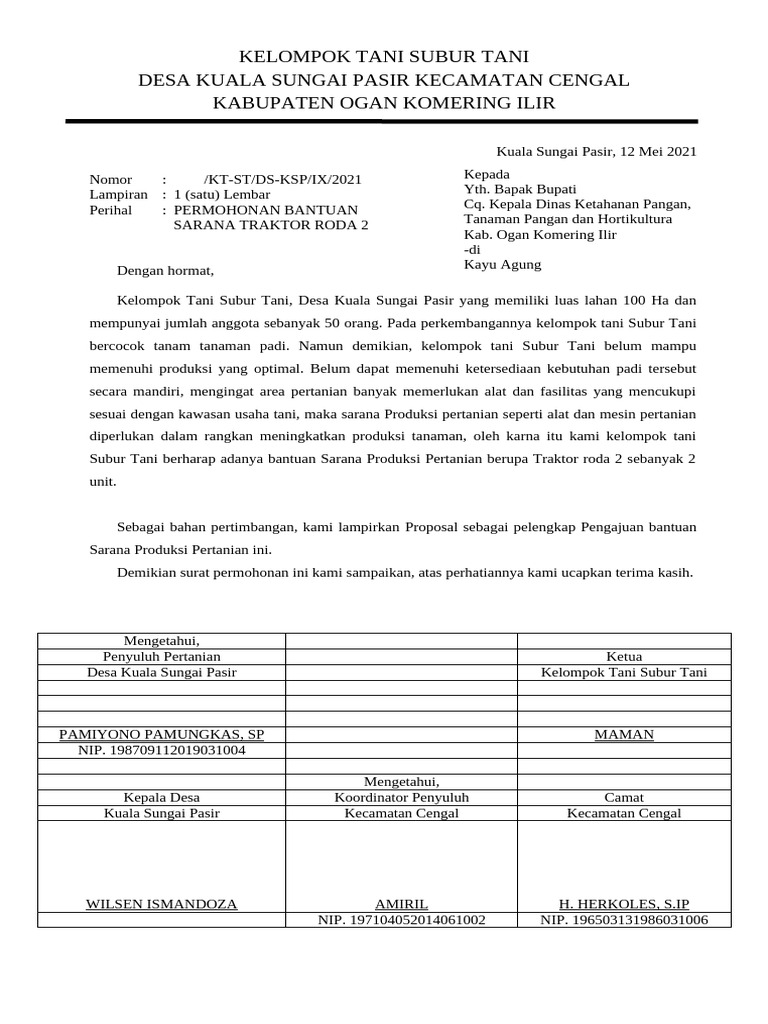 Proposal Bantuan Traktor Roda 2 | PDF