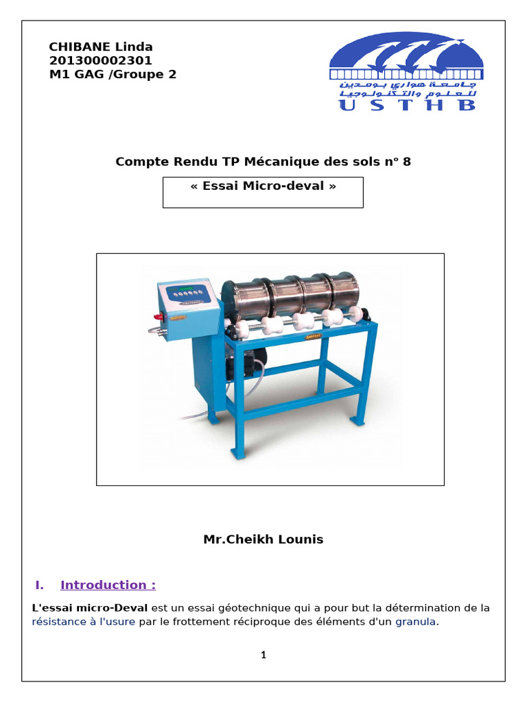 Essai Micro-Deval : Résistance des sols | PDF