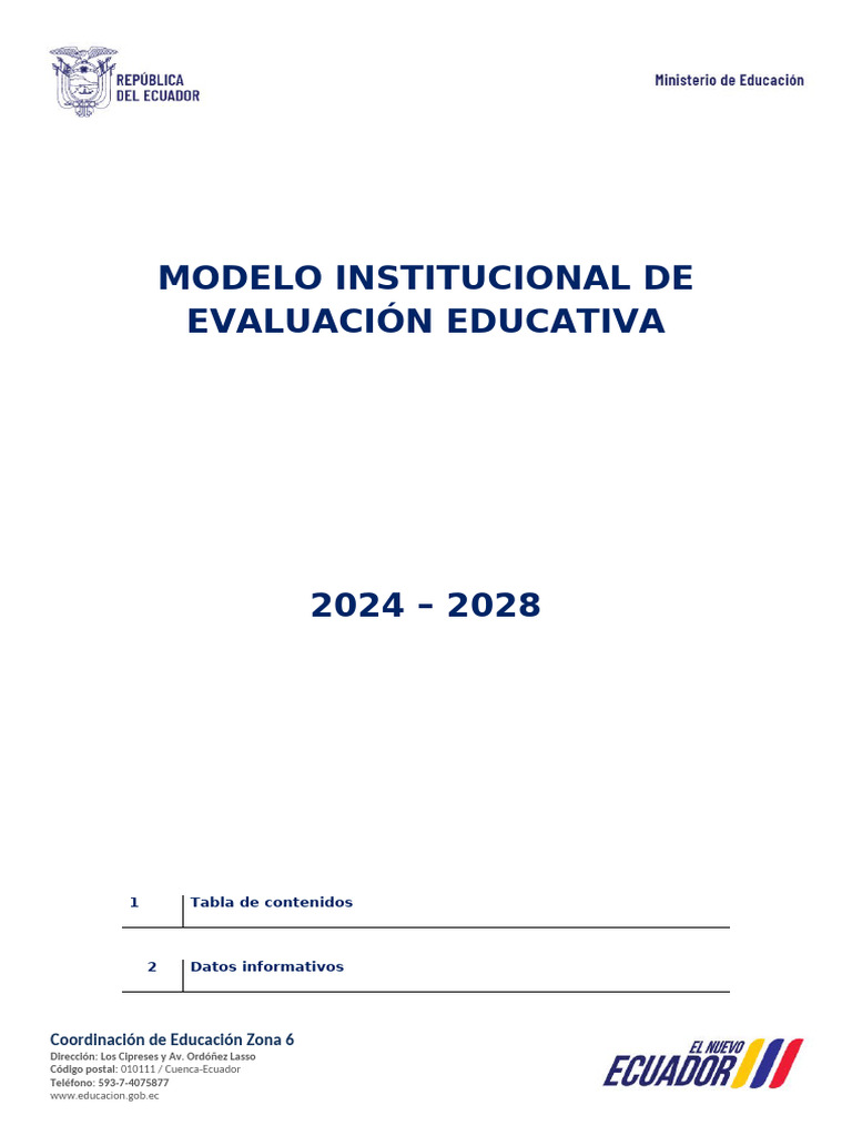 Modelo de Evaluación Educativa 2024-2028 | PDF | Evaluación | Maestros