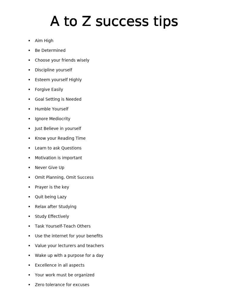 A To Z Success Tips | PDF