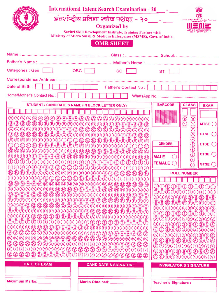 OMR Sheet - Compressed 1 | PDF