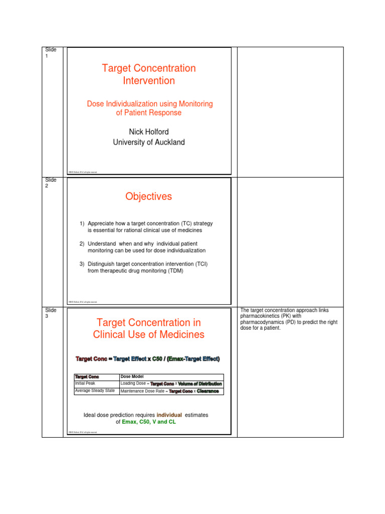 Target Concentration Intervention in Medicine | PDF | Pharmacokinetics ...