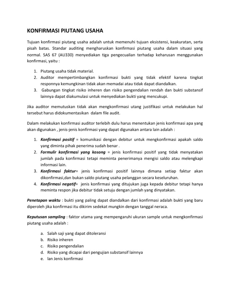 Konfirmasi Piutang Usaha