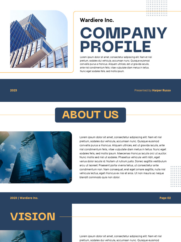 Blue and White Clean Modern Professional Company Business Profile ...