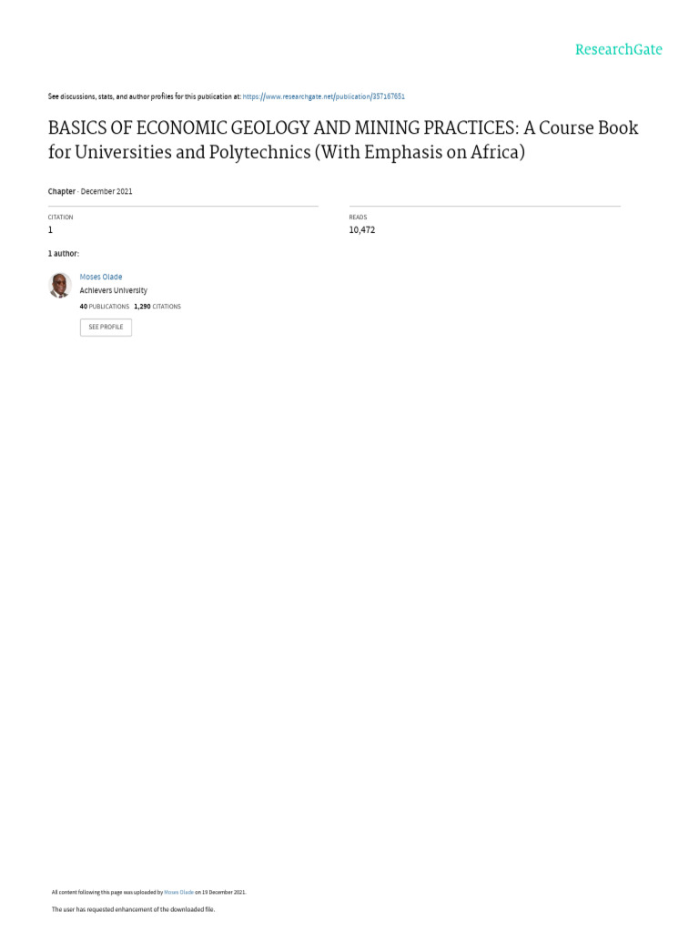 Economic Geology & Mining Practices Guide | PDF | Ore | Natural Materials