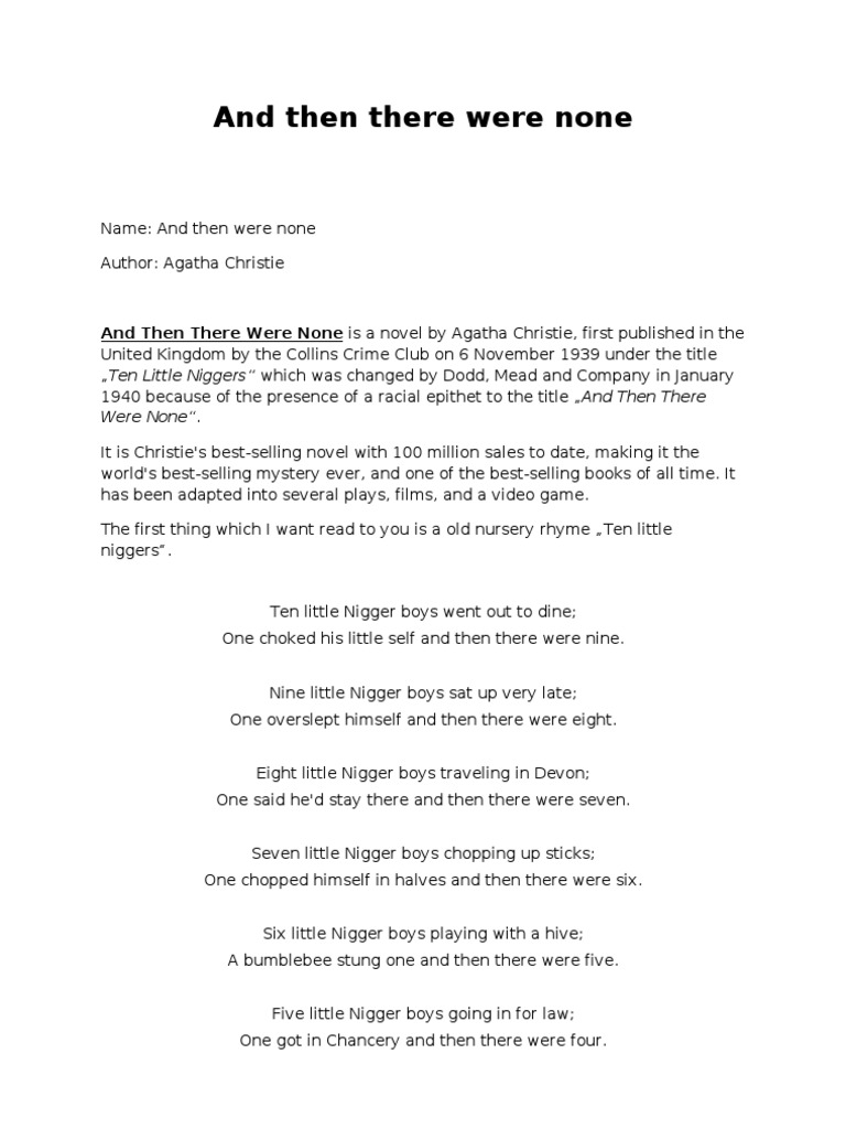 And Then There Were None Leisure Fiction & Literature