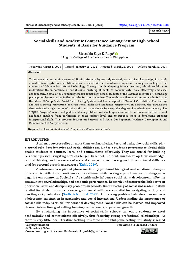 Social Skills Impact on Academic Success | PDF | Social Skills | Self ...
