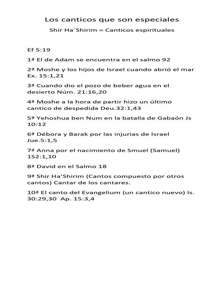 Los Canticos Que Son Especiales | PDF