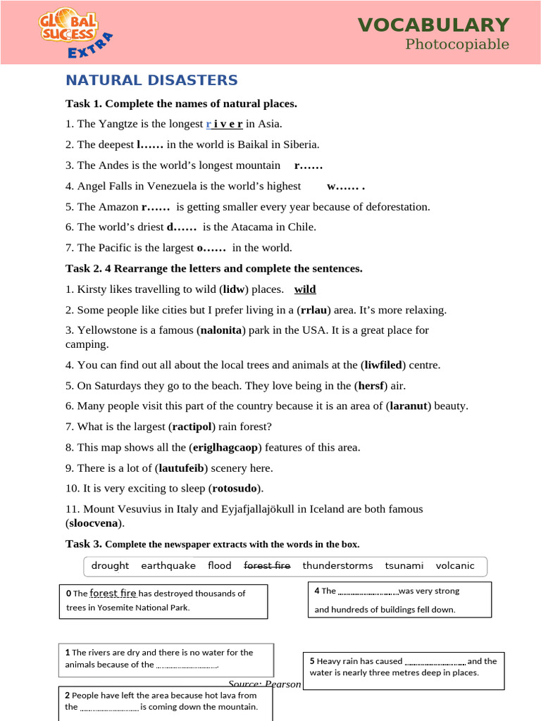 Unit 9 Extra - Vocabulary | PDF | Volcano | Rain
