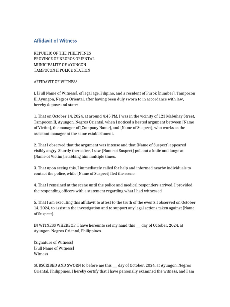 Witness Statement for Legal Use | PDF