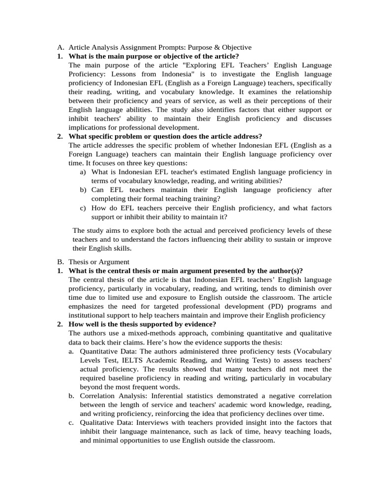 Indonesian EFL Teachers' Proficiency Study | PDF | English As A Second ...
