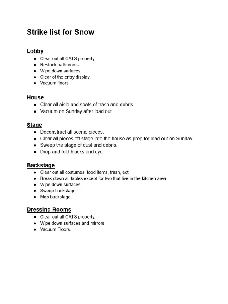 Strike List For Snow | PDF