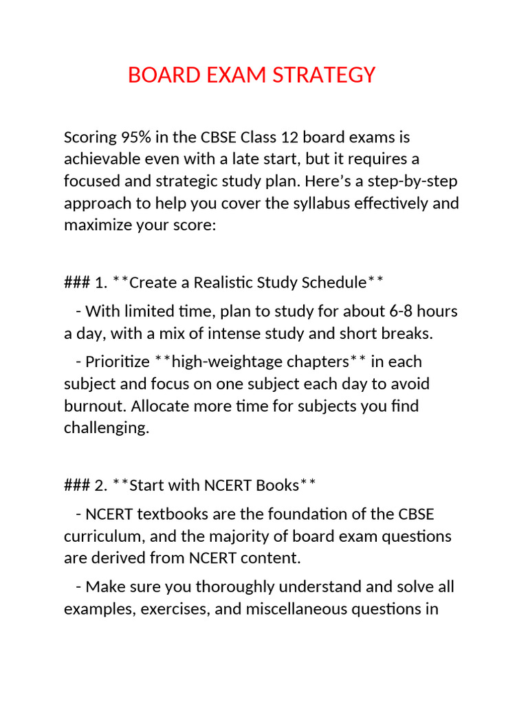 Board Exam Strategy Pdf Mathematics Chemistry